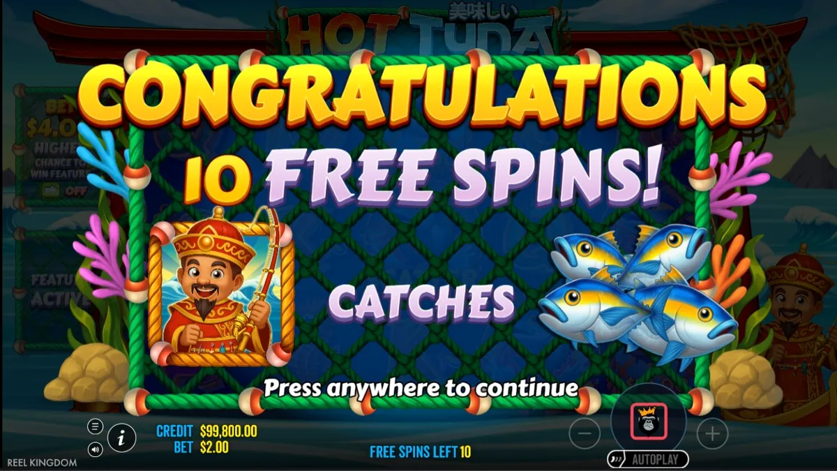 Tampilan visual slot Hot Tuna dengan tema nelayan Asia dan laut lepas